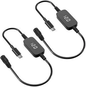 AYCRIT PD USB C to 12V DC Cable, Support LED Display Voltage, PD Trigger Type C to DC5521 12V 0-3A for Led Strip, Router, Cam, Heated Jacket and More. (12V PD to Barrel Female, 2)