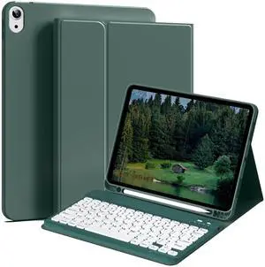 BFGTSJF Keyboard Case for iPad (A16) 11th Generation 11 Inch 2025, iPad 10th Gen 10.9 Inch 2022, Slim Thin & Light Wireless Detachable Proof Folio Keyboard Cover with Pencil Holder - Dark Green