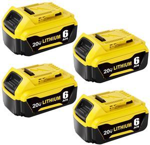 BEKBEKWAY 4Packs 6.0Ah Replacement for Dewalt 20V Max Battery Compatible with DCB200 DCB207 DCB204 DCB201 DCB200 DCD/DCF/DCG Series Power Tools (Yellow)