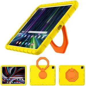 BILLISGOVA for iPad Pro 12.9 Case 3rd 4th 5th 6th Generation with Pencil Holder & 360deg Rotating Handle Stand, New Cute Rugged Cover for iPad Pro 12.9 inch 2022/2021/2020/2018 - Yellow