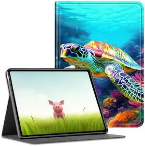 BEOTIWAD for 10.1"  Fire HD 10 Tablet (13th/11th Generation, 2023/2021 Release),PU Leather Multi-Angle Anti Slide Stand Cases with Auto Wake/Sleep,Turtle Corals