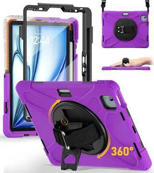 BRAECN for iPad Air 11 inch Case 2025(M3) 2024(M2),iPad Pro 11 inch(4th/3rd/2nd/1st)& Air 10.9"(5th/4th) Case Protective with Pencil Holder Screen Protector 360degRotating Stand Handle Full Body Cover