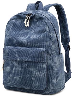 School Backpack for Teens Large Corduroy Bookbag Lightweight 17 inch Laptop Bag for Girls Boys Casual High School College (Corduroy-Vintage Blue)