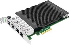 Buacoz PCIe X4 Quad-Port Gigabit Network Card POE Powered Server with Intel I350-T4 RJ45 NIC Card LAN Ethernet Adapter Support Windows Server Linux Ubuntu VMware