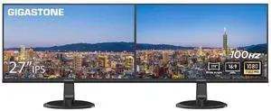 Gigastone 27 inch IPS LED Back Light Monitor 2-Pack 100Hz FHD 1920 x 1080,178degWideView,Frameless, Dual Monitor, MPRT 1ms, Built-in Speakers, Eye Care Technology, Ergonomic Tilt VESA Mount, HDMI VGA