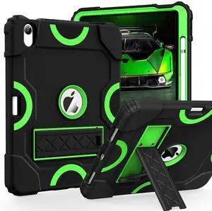 Cantis Portable Electronic Device Cover for ipad 10th Generation 10.9 inch 2022, Heavy Duty Shockproof Rugged Protective Case with Kickstand & Pencil Holder (Black+Green+Black)