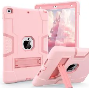 Cantis Case for ipad 9th Generation/ 8th Generation/ 7th Generation, Slim Heavy Duty Shockproof Rugged Protective Case with Built-in Stand for iPad 10.2 inch 2021/2020/2019, Rose Gold