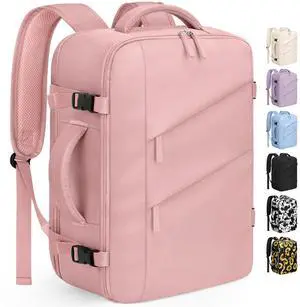 Capolo Travel Backpack for Women Men Waterproof Laptop Backpack Flight Approved Carry On Backpack Overnight Weekender Bag College Bookbag for Business, Work, Traveling Fits 17 '' Laptop,Pink