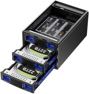 CENMATE Hybrid 2*2.5/3.5" SATA HDD/SSD+3* M / B+M Key M.2 NVMe Enclosure with Cooling Fan and USB A/C 3.2 Gen 2, Hard Drive Enclosure Support 68TB(2*22TB HDD+3*8TB 2230/2242/2260/2280/22110 SSDs)
