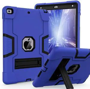 Cantis Case for ipad 9th Generation/ 8th Generation/ 7th Generation, Slim Heavy Duty Shockproof Rugged Protective Case with Built-in Stand for iPad 10.2 inch 2021/2020/2019, Dark Blue+Black