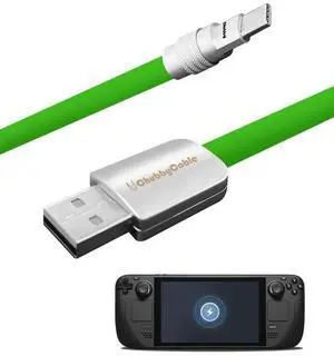 chubbycable USB Type C Fast Charging Cable Compatible with Steam Deck 100W Ultra-Thick Durable Silicone USB C Charger Cord for Steam Deck OLED, Green, USB-A to Type-C, 9.8 FT