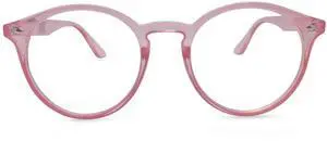 City Sights Eyewear Boise Large Round Blue Light Blocking Glasses (Clear Rose)