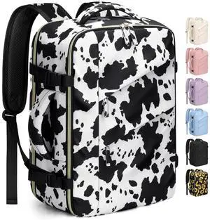 Capolo Travel Backpack for Women Men Waterproof Laptop Backpack Flight Approved Carry On Backpack Overnight Weekender Bag College Bookbag for Business, Work, Traveling Fits 15.6 '' Laptop,Cow Print