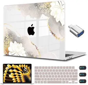 CISSOOK Compatible with MacBook Pro 14 inch Case 2024 2023-2021 Release Model: M4 A3112 A3185 A3401 M3 A2992 A2918 M2 A2779 A2442 M1 Pro/Max, Lotus Hard Shell Case for MacBook Pro 14 with Touch ID