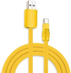 chubbycable Chubby 2.0 Fast Charging Cable Durable Soft Silicone USB C Cable 120W Extra Thick Phone Charger Cord Data Transfer Cord, Yellow+Yellow, USB-A to Type-C, 9.8 FT