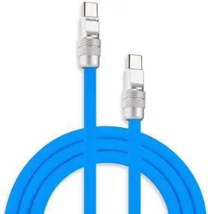 chubbycable Chubby 2.0 Fast Charging Cable Durable Soft Silicone USB C Cable 240W Extra Thick Phone Charger Cord Data Transfer Cord, Blue, Type-C to Type-C, 8.2FT