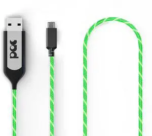 Statik PowerAware 224/110V Light Up Charging Cable | USB to Micro USB Cable & LED Charging Cable | Light Up Phone Charger Cord |USB A to Micro USB Charger | Green, 3FT/1M