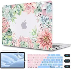 CISSOOK Succulents Plant Case for MacBook Pro 16 Inch 2021 2023 Release A2485 A2780 A2991, Plastic Hard Shell Case Frosted Cover with Keyboard Cover for New Mac Pro 16.2" M1 M2 M3, Succulents