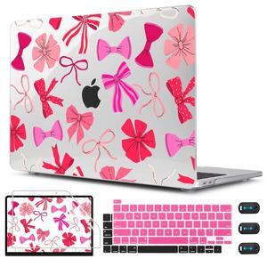 CISSOOK Compatible with MacBook Pro 13 inch 2025-2016 Release M2 M1 Chip A2338 A2251 A2289 A2159 A1989 A1706 Model, Plastic Hard Shell Case with Keyboard Cover&Screen Protector, Pink Bows