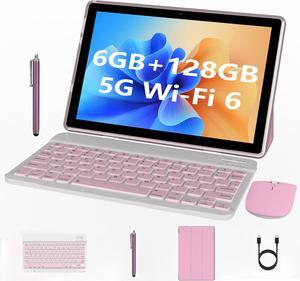 2 in 1 Tablet with Keyboard, 10 inch Android 11 Tablet, 6GB RAM+128GB ROM+1TB Expandable Tablet, 1.8GHz Quad-core Processor, 5G WiFi 6 BT 5.0 Tablets with Mouse| Case| Stylus, 1280*800 IPS Touchscreen