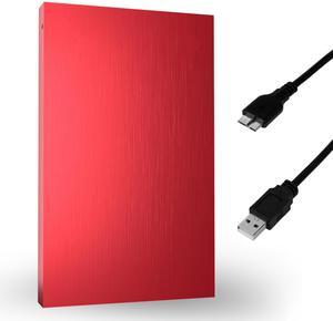 External Hard Drive 1TB HDD 2.5 Inch External Data Storage Pocket Size Backup Hard Disk USB 3.0 Hardrive Compatible for Gaming PC, Mac, Laptop, PS3, PS4 - Red