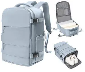 coowoz Travel Backpack Carry On for Women Man Gym Backpack with Laptop Compartment Mochila de Viaje Teacher Personal Item Backpacks Rucksack Airplane Accessories Must Haves Grey Blue Small
