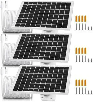 3 Pack 7W Solar Panel Charger Compatible with Wyze Battery Cam Pro, Cam Outdoor V1, Cam Outdoor V2, Solar Panel for Wyze Camera with Micro USB, USB C Adapter, Adjustable Wall Mount, IP65 Waterproof