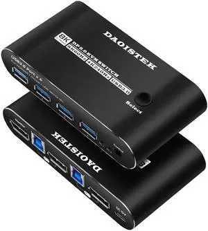 Daoistek Kvm Switch displayport 1 Monitors 2 Computers 240hz 2 Port kvm Switches displayport 165hz PC Switch 1 Monitor 2 Computers dp 1440p 120hz 144hz 165hz 240hz