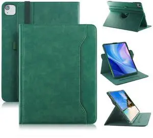 DINGGUAGUA Case Compatible with Apple iPad Air 11-inch(M2) 2024/iPad Air 4/5th 2020/2022 10.9" Tablet PU Leather Business Cover for ipad Air5 /Air4/Pro 360 Rotating Cases Auto Wake/Sleep,Dark Green