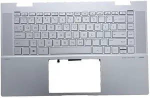 D-KXCPELE Laptop US Backlit Keyboard Palmrest Assembly Compatible with H P Envy x360 15-EW 15T-EY Series N09669-001 Natural Silver