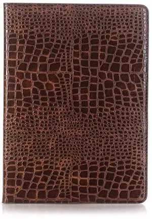iPad Pro 1st 2nd (12.9'') Case for Women, DMaos Crocodile Synthetic Leather Stand Folio Smart Cover, Auto Sleep/Wake, Document Card Holder - Brown