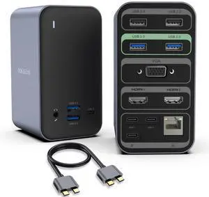 DOB SECHS for MacBook Pro Docking Station Dual Monitor, 15-in-2 Dual Display USB C Laptop Docking Station for MacBook Pro/Air with 2 4K HDMI, VGA, USB-C & 6 USB, 87W Charge, RJ45, 3.5mm Audio, PD3.0
