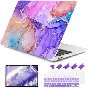 DONGKE Compatible with MacBook Air 13 inch Case 2021 2020 2019 2018 Release A2337 M1 A2179 A1932 with Retina Display & Touch ID, Plastic Hard Shell & Keyboard Cover - Fluid Art X255