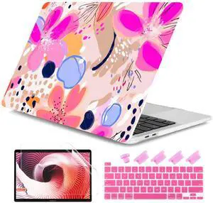 DONGKE Compatible with MacBook Pro 13 inch Case 2024 2023-2020 Release A2338 M2/M1 A2251 A2289 with Retina Display & Touch ID, Plastic Hard Shell & Keyboard Cover & Screen Film - Floral Artistic