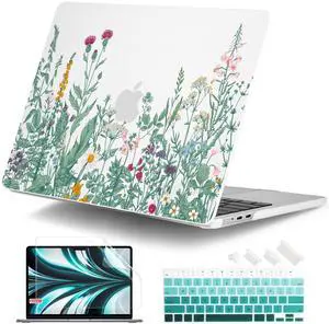 DONGKE for M4 MacBook Air 13.6 Inch Case 2025 2024 2023 2022 Model A3240 A3113 A2681 M3 M2 Chip, Plastic Hard Shell Case Cover with Touch ID for MacBook Air 13 Inch M4 - Garden Floral