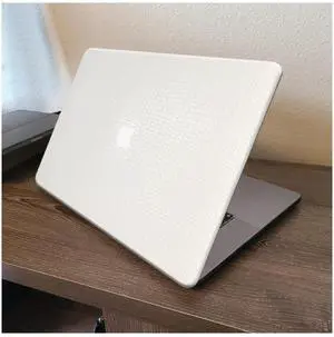 DTangLsm Compatible for 2025 MacBook Air 15 inch Case 2024 2023 M4 A3241 M3 A3114 M2 A2941 Touch ID, Crocodile Leather Hard Shell Alligator Snake Skin Case&Keyboard Cover for MacBook Air M4 15", White