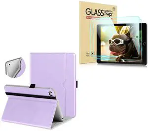 DTTO for iPad Mini 4 Leather Lavender Case and Tempered Glass