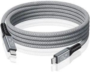Duttek Thunderbolt 4 Cable 6 FT/2M [240W/40Gbps/8K] USB C Thunderbolt Cable, USB C Male to Male Cord for Thunderbolt 4/3, MacBook, iPad,laptops, PCs (Nylon Braided)