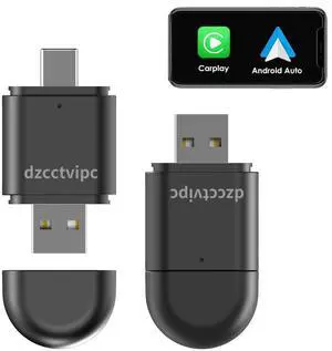 Upgrade-Wireless-Bluetooth-Adapter 2 in 1 for-Apple CarPlay & Android Auto, Plug and Play Low Latency Mini-Convert Wired to Wireless Dongle for Cars with USB Type-A or Type-C Interfaces