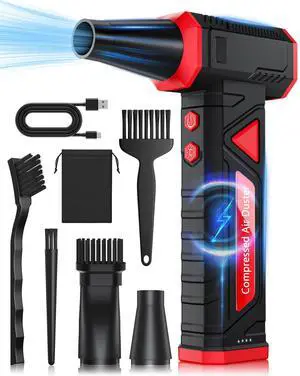 Compressed Air Duster-Replaces Compressed Air Cans-Canned Air, 150,000RPM Electric Air Duster, Rechargeable Cordless Air Blower for Keyboard, PC, Electric Devices Cleaning -Red