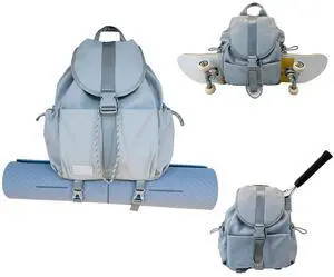 EKE Gym Laptop Yoga Tennis Backpack Sport Gift Versatile for Travel Commuting Swim Skateboard Badminton Casual Waterproof Women Men (macaron blue, 15in)