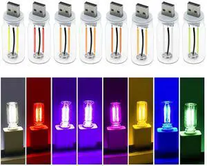 JOJOCY 8 PCS USB LED Car Interior Atmosphere Light, 8 Colors Touch Control Plug-in USB Automotive Ambient Lighting Retro Night Lamp for Car, Bedroom, Hallway, Low Power Consumption
