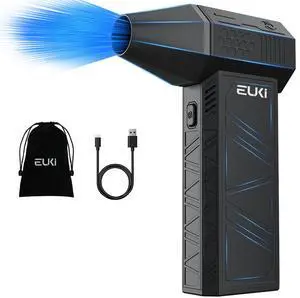 EUKI Compressed Air Duster-150000RPM Electric Air Duster, Cordless Rechargeable High-Speed Air Blower, 3-Gear Adjustable Ai Blower for Keyboard, PC, Car, Air Bed and Home Cleaning, Black