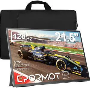 EPORMOT Portable Monitor 21.5 inch 120hz for Laptop, FHD 1080P Portable Gaming Monitor w/VESA Kickstand HDR Speakers USB C Mini HDMI for Phones PC Gaming Devices, Travel Second Screen for Business