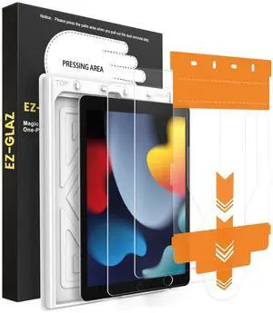 EZ-GLAZ-2 Pack Paper-feel Glass Screen Protector for iPad 9th/8th/7th (10.2-Inch, 2021&2020&2019), Matte Glass Film with Easy Application Tray, Scratch Resistant, Compatible with Apple Pencil