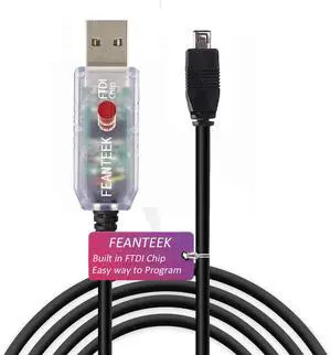 Feanteek USB Programming Cable for Uniden USB-1 Scanner Radio PC Interface Cable Compatible BC250D BC296D UBC3300XLT BC246T BR330T BCD396T BC346XT for Laptops in Windows, Mac, Linux (1.8M)