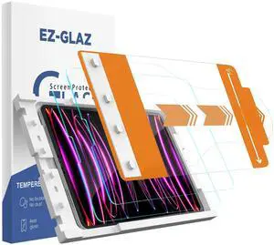 EZ-GLAZ-[2 PACK Screen Protector Compatible with iPad Pro 12.9 (2022&2021&2020&2018), 9H Hardness Tempered Glass, Easy to Install, Support Apple Pencil