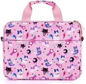 Foxstory Kids Tablet Case for Girls, Kids Tablet Bag Sleeve for Fire HD 10, HD 8, 7 Kindle, Cat Pink