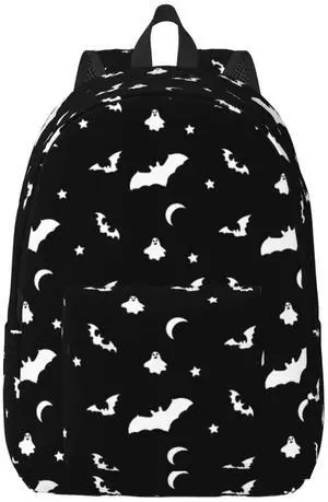 FYCFSLMY Halloween Goth Bats and Moon Backpack with Adjustable Straps, Suitable for Travel Picnics Activities