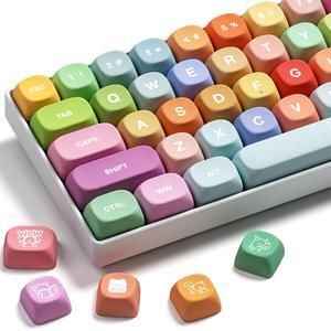 GMKWTL XVX Cute PBT Keycaps, Rainbow Gummy Keycap Set MOA Profile, Dye-Sublimation Keyboard Keycaps Suitable for 60% 65% 75% 80% 96% 100% Layout Mechanical Keyboard with MX Switches